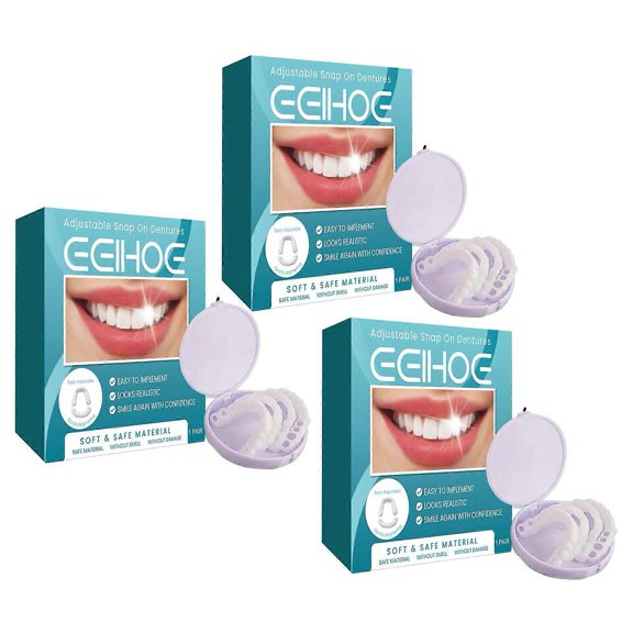 Adjustable Snap-On Veneers for Men Women - Temporary Fake Teeth Instant Denture Cover for Perfect Smile, Comfort Fit