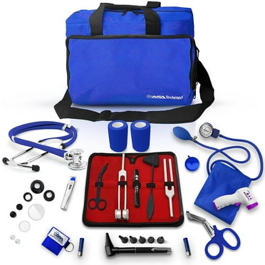 ASA Techmed Nurse Starter Kit Stethoscope Blood Pressure Monitor and More, 18 Pieces Total (Blue)
