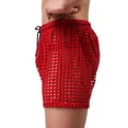 thumbnail image 4 of Xysaqa Fashion Men's Loose Mesh Hollow Openwork Shorts See-Through Underwear Boxer Shorts with Drawstring, 4 of 5