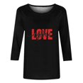 thumbnail image 4 of Women Shirts Heart Tshirts Casual 3/4 Sleeve Tunic Top Plus Size Shirt Valentines Day Blouse Trendy, 4 of 4