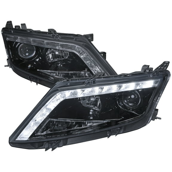 Projector Headlights w/ LED Light Strip (Black Housing/Smoke Lens) Made for and Compatible with 2010-2012 Ford Fusion