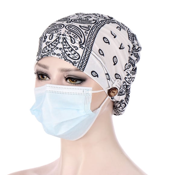 Yaman Visor hats for Women With Buttons India Hat Muslim Cancer Chemo Hat Beanie Wrap Cap Polyester