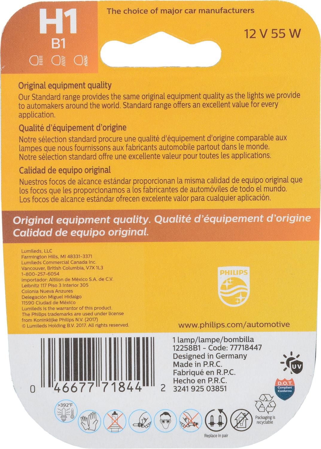 Philips H1 Standard headlight, Pack of 1