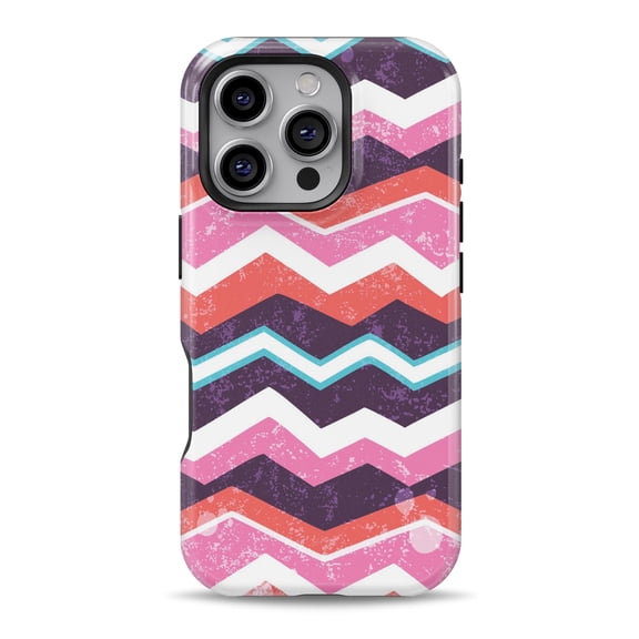 DesignSkinz Scratch-Resistant Hard Slim Case Compatible with iPhone 16 (Compatible with MagSafe) - Jagged Colorful Chevron
