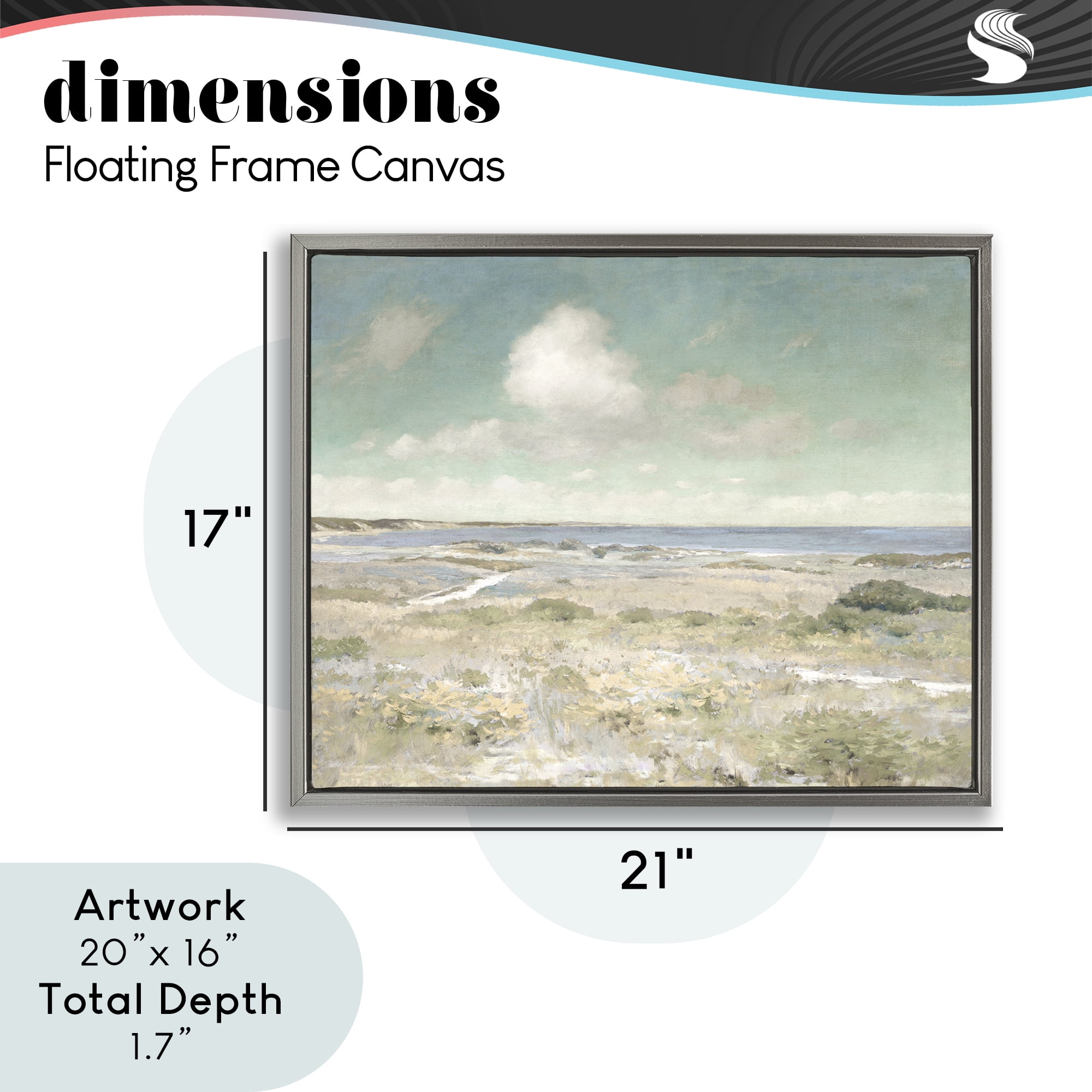 Stupell Industries Water View with Clouds Gray Framed Floater Canvas Wall Art, design by Christy McKee