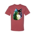thumbnail image 2 of Earth Wolf Trees Mountains Nature Animal Lover Men's Graphic T-Shirt, Vintage Heather Red, 2XL, 2 of 3