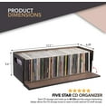thumbnail image 3 of Stock Your Home CD Storage Box, Organizer Shelf for Movie Cases, DVDs, Cassette Tape Display Stand, Disc Holder Can Store Up to 40 CDs, Faux Leather (Brown), 3 of 7