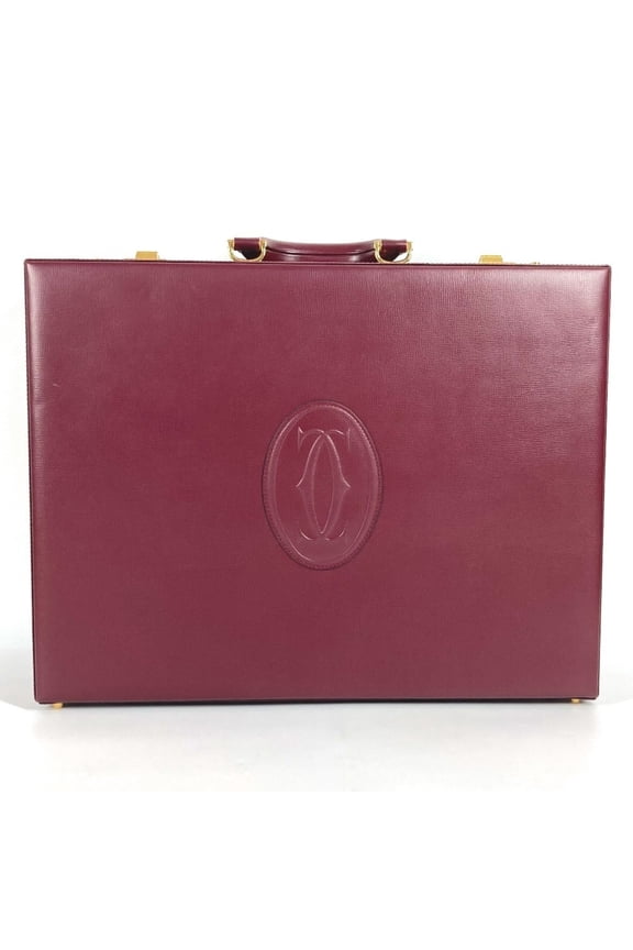 Pre-Owned CARTIER Cartier Must Line Logo Trunk Business Bag BOX Handbag Leather Men's Women's...