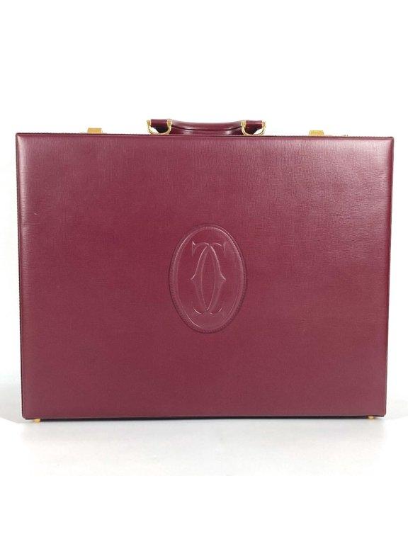 Pre-Owned CARTIER Cartier Must Line Logo Trunk Business Bag BOX Handbag Leather Men's Women's...