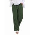 thumbnail image 3 of Women'S Cotton Linen Drawstring High Waisted Pants Casual Loose Fit Wide Leg Trousers Green M, 3 of 7