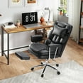 thumbnail image 2 of CONCETTA Executive Ergonomic Home Office Chair with Footrest & Lumbar Support, Big Tall High Back, PU Leather, Adjustable & Swivel, Black, 2 of 7