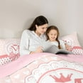 thumbnail image 5 of jejeloiu Letter M Monogrammed Full Size Comforter Sets,Cute Dots Bowtie Bedding Comforter Set,Cartoon Loves Pattern Bedding Sets For Girls,Microfiber Room Decorative Reversible,3 Pieces, 5 of 8
