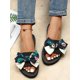 thumbnail image 1 of Fashion Slippers For Women, Floral Print Bow Decor Slides, 1 of 4