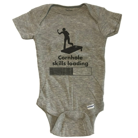 Cornhole Skills Loading Funny Baby Bodysuit - Grey