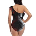 thumbnail image 5 of Honeii Cool Black And White Dragon for women's one-piece swimsuit featuring a chic one-shoulder design experience elegance and style in the water-Medium, 5 of 6