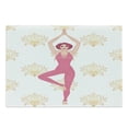 thumbnail image 1 of Astral Cutting Board, Cartoon Design Woman Doing Yoga on Repetitive Lotus Flowers, Decorative Tempered Glass Cutting and Serving Board, in 3 Sizes, by Ambesonne, 1 of 2