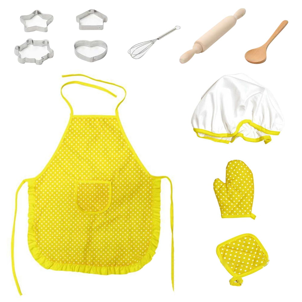 13 Pcs Kids Cooking and Baking Set Includes Kids Apron, Chef Hat