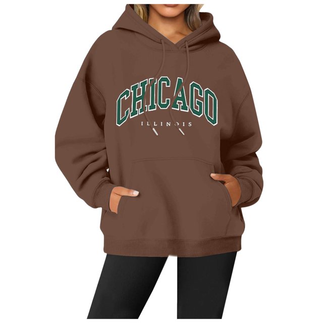 WEAIXIMIUNG Chandails en Molleton pour Femmes Tendance Zip 2024 Nouveau Pull à Col Rond Imprimé Lettres pour Femmes Pull à Manches Longues de Rue Chandail à Capuchon