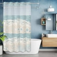 thumbnail image 2 of Ocean Beach No Hook Shower Curtain with Snap in Liner Abstract Beige Beach Blue Sea Star Turtle Crab Coral Waterproof Bathroom Shower Curtain with See Through Top Window for Bathtub 36" x 72", 2 of 9