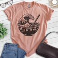 thumbnail image 2 of Ramen Great Wave T-shirt, Unisex Women's Men's Shirt, Funny Ramen Noodle Great Wave Japanese, Heather Sunset, Large, 2 of 6