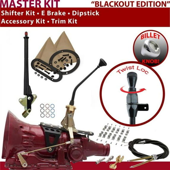 American Shifter PG Shifter Kit Black 10 in. E Brake Cable Clamp Trim Kit Dipstick for F005B