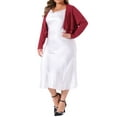 thumbnail image 4 of Agnes Orinda Plus Size Cardigan for Women Long Sleeve Open Front Elegant Cropped Shrugs Bolero Cardigans 2X Burgundy, 4 of 6