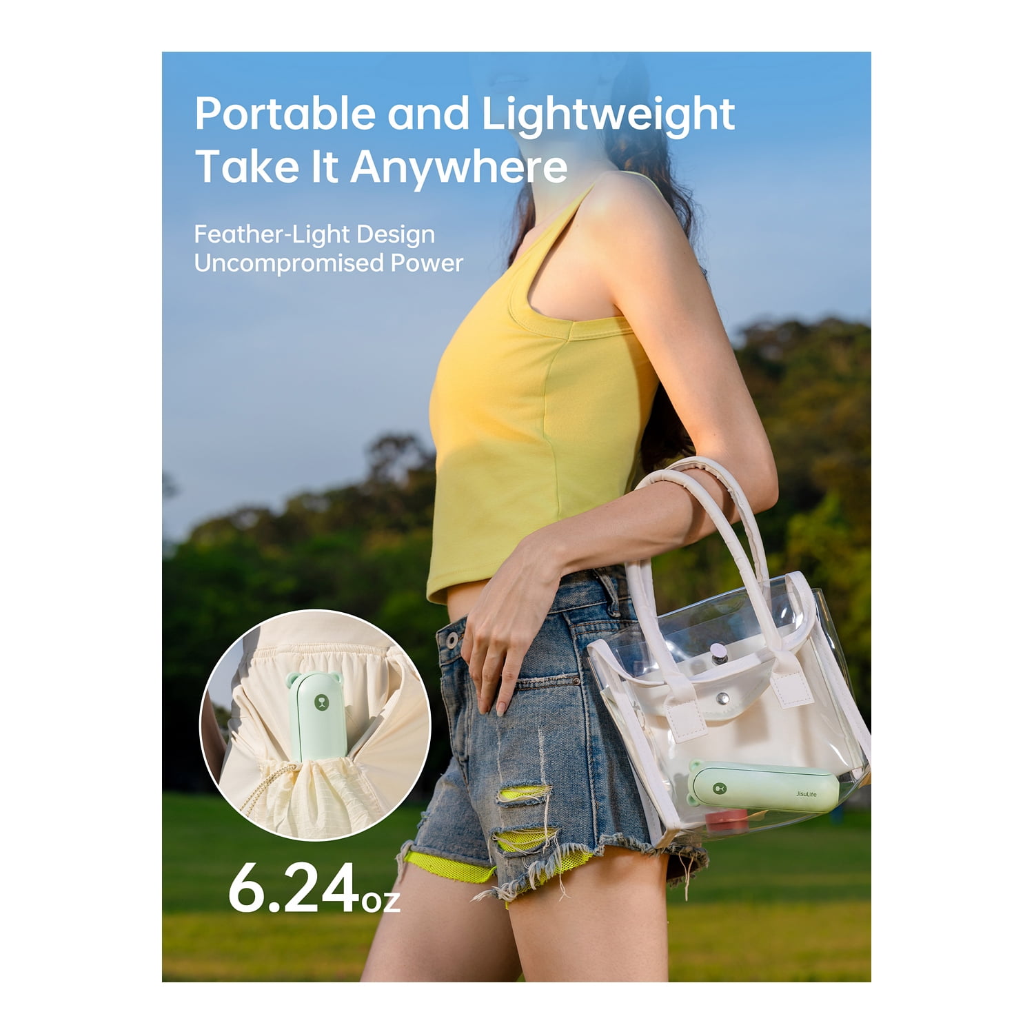 JisuLife Handheld Fan Life8X, Mint Green