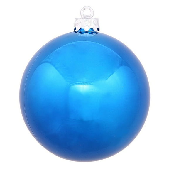 Vickerman 6" Blue Shiny Ball Ornament, 4 per Bag