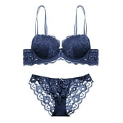 Ardorlove Womens Lace Embroidery Push-up Bra Set Wire Free Padded Lingerie Underwear