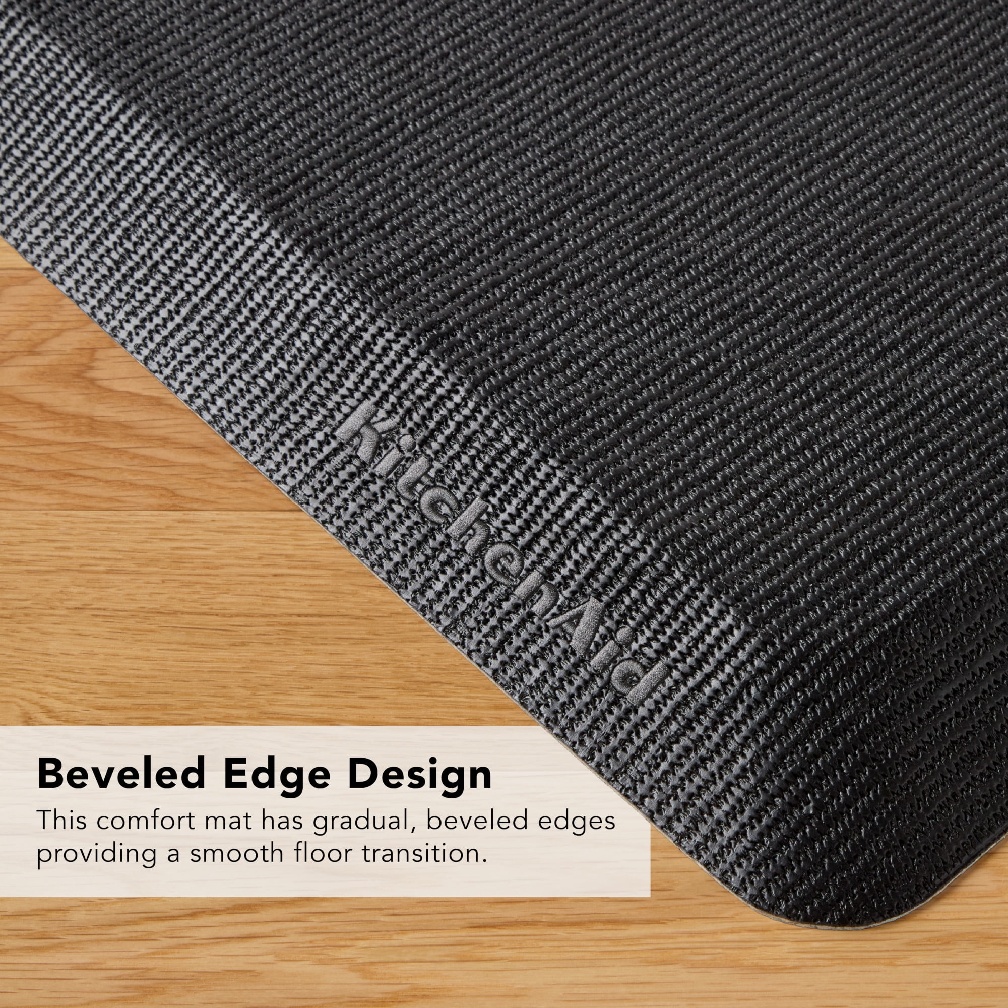 KITCHENAID Gourmet Series Kitchen Comfort Gel Mat, Woven Texture, Matte Black, 20"x39"