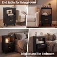 thumbnail image 3 of YDN Modern Tall Nightstand Set of 2 - Bedside Table with Fluted Design & Charging Station, Wooden Bedsides End Table with Large Open Shelf for Bedroom, Living Room,Black, 3 of 11