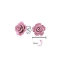 thumbnail image 4 of Bling Jewelry Womens Romantic 3D Carved Flower Violet Rose Stud Earrings Lightweight 10MM, 4 of 6
