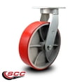 thumbnail image 2 of 12 Inch Extra Heavy Duty Red Poly on Cast Iron Wheel Swivel Top Plate Caster, 2 of 2