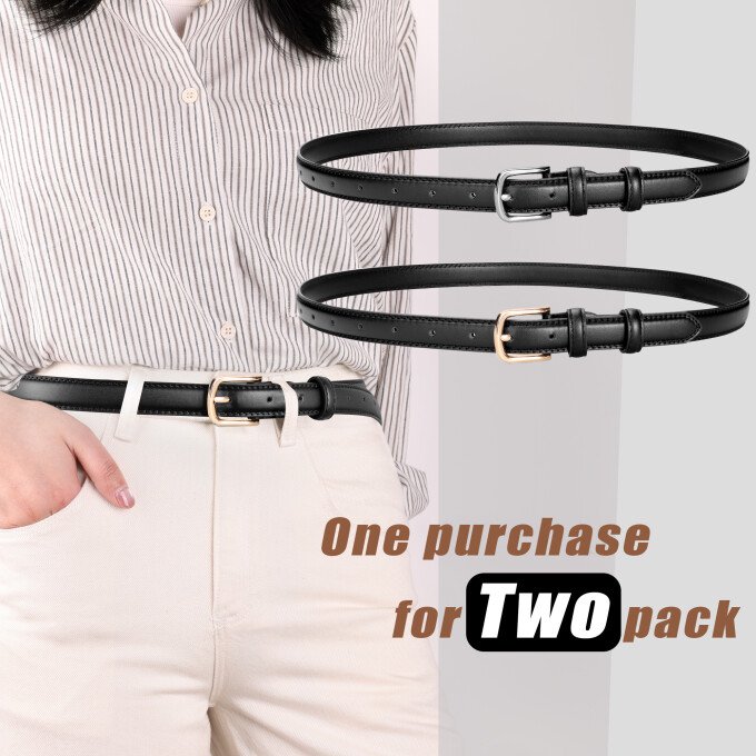Timarkment 2 pcs Belts for Women with Gold Silver Pin Buckle  display picture 2