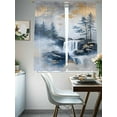 thumbnail image 3 of Navy Blue Mountain Semi Sheer Window Curtains 72 Inches Long, Modern Abstract Art Tree Rod Pocket Voile Silky Chiffon Curtain Light Filtering Drapes for Living Room, Kitchen, 52"x72", 2 Panels, 3 of 9