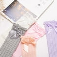 thumbnail image 6 of Bueautybox Baby Girls Toddlers Cotton Knee High Socks Tube Ruffled Stockings Kids Girls Lace Bowknot Knee High Knee Long Soft Cotton Socks Stockings 32cm, 6 of 7