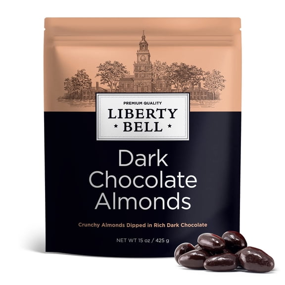 Dark Chocolate Covered Almonds | MDA05 15 Oz Bag | Crunchy Snack Nuts | Roasted Chocolate Covered Nuts | Office Candy Snack, Gourmet Party Favor & Gift Basket Filler