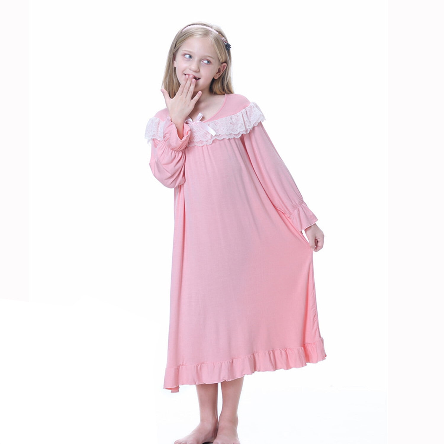 HuaAngel Girl's Nightgown Long Sleeve Princess Pajama Dress