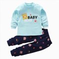 thumbnail image 4 of TOWED22 Toddler Boys Clothes Outfits 2Pcs Set Long Sleeve Print Round Neck Cotton T-Shirt Elastic Waist Joggers Warm Fall Winter(Sky Blue,6-7 Y), 4 of 6