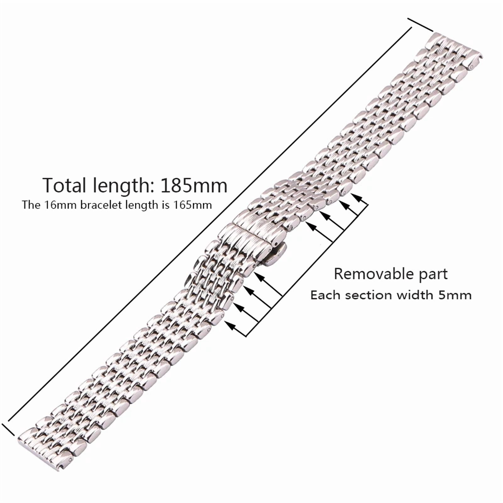 Stainless Steel Watch Bracelet 16 18 20mm 22mm Solid Strap For Men Women Fit For Galaxy Watch 7 Ultra Fit For Huawei Watch GT 4 Smartwatch Band