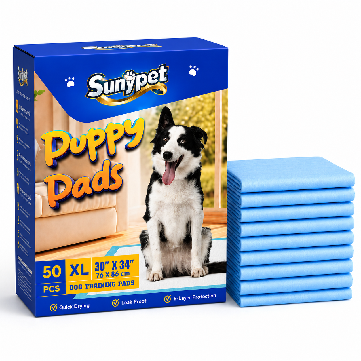 Sunypet Puppy Pads Disposable, XL 30"x34", 50 Count photo 1