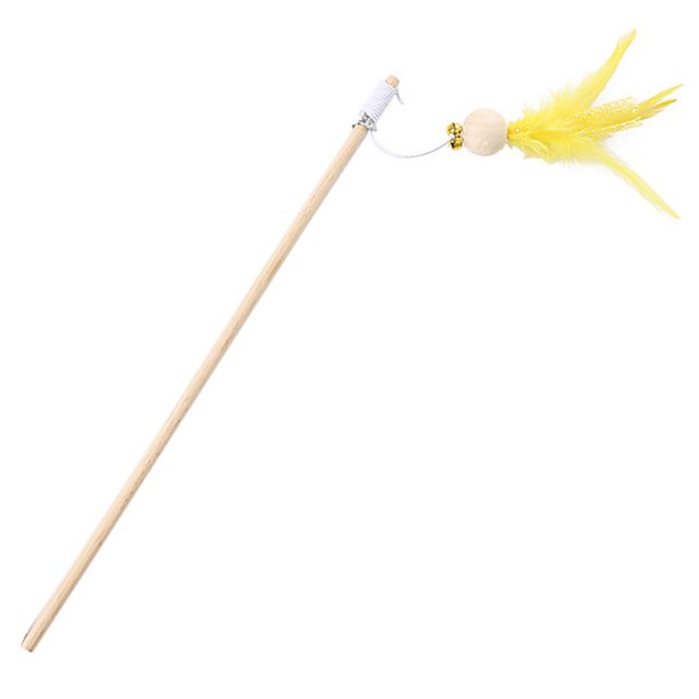 Kitten Feather Wand Interactive Beaded Funny Cat Bell Wand Kitten Teaser Toy