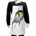 thumbnail image 1 of Fish Kids Apron, Yellowfin Tuna Realistically Illustrated Shadows and Water Details on Fins, Boys Girls Apron Bib with Adjustable Ties for Cooking Baking Painting, Earth Yellow Blue, by Ambesonne, 1 of 2