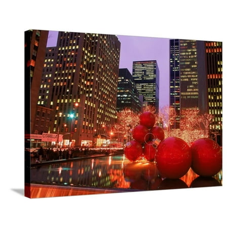 Ny City Christmas New York City at Christmas at Night, NY Stretched Canvas Print Wall Art By Rudi Von Briel ()