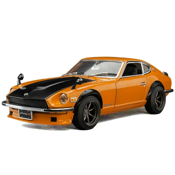 1970 Nissan Fairlady Z (S30) RHD Orange with Carbon Hood "Asian Collectibles" Series 1/18 Diecast Model Car by Sun Star