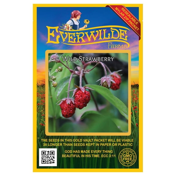 Everwilde Farms - 30 Wild Strawberry Native Wildflower Seeds - Gold Vault Seed Packet