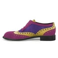 thumbnail image 2 of YDN Women Casual Round Closed Toe Spliced Leather Loafers Slip On Chunky Low Heels Lace Up Oxford Office Dressy Shoes Size 9.5 Purple, 2 of 5
