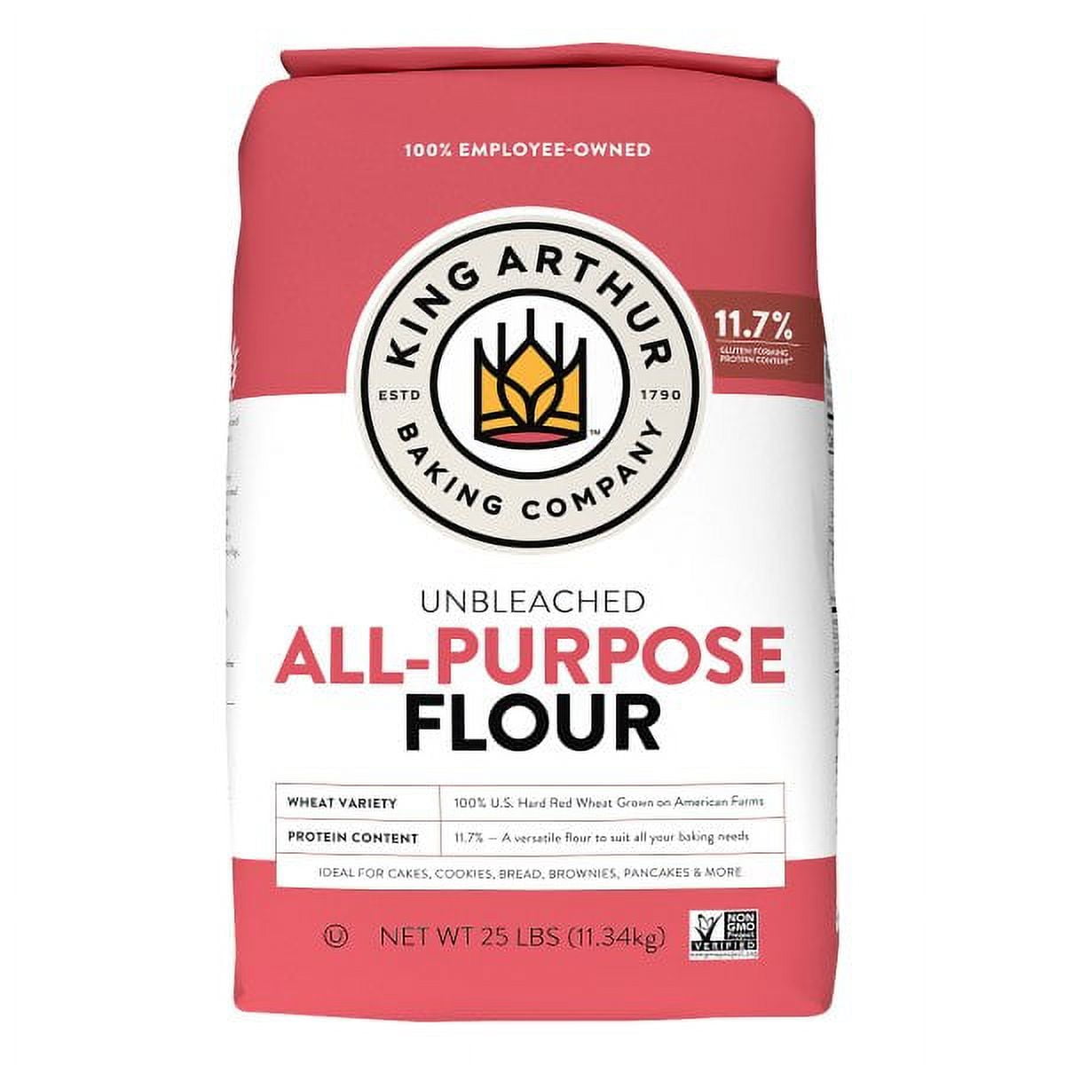 (3 pack) King Arthur, All Purpose Unbleached Flour, Non-GMO Project Verified, Certified Kosher, No Preservatives, 25 lbs