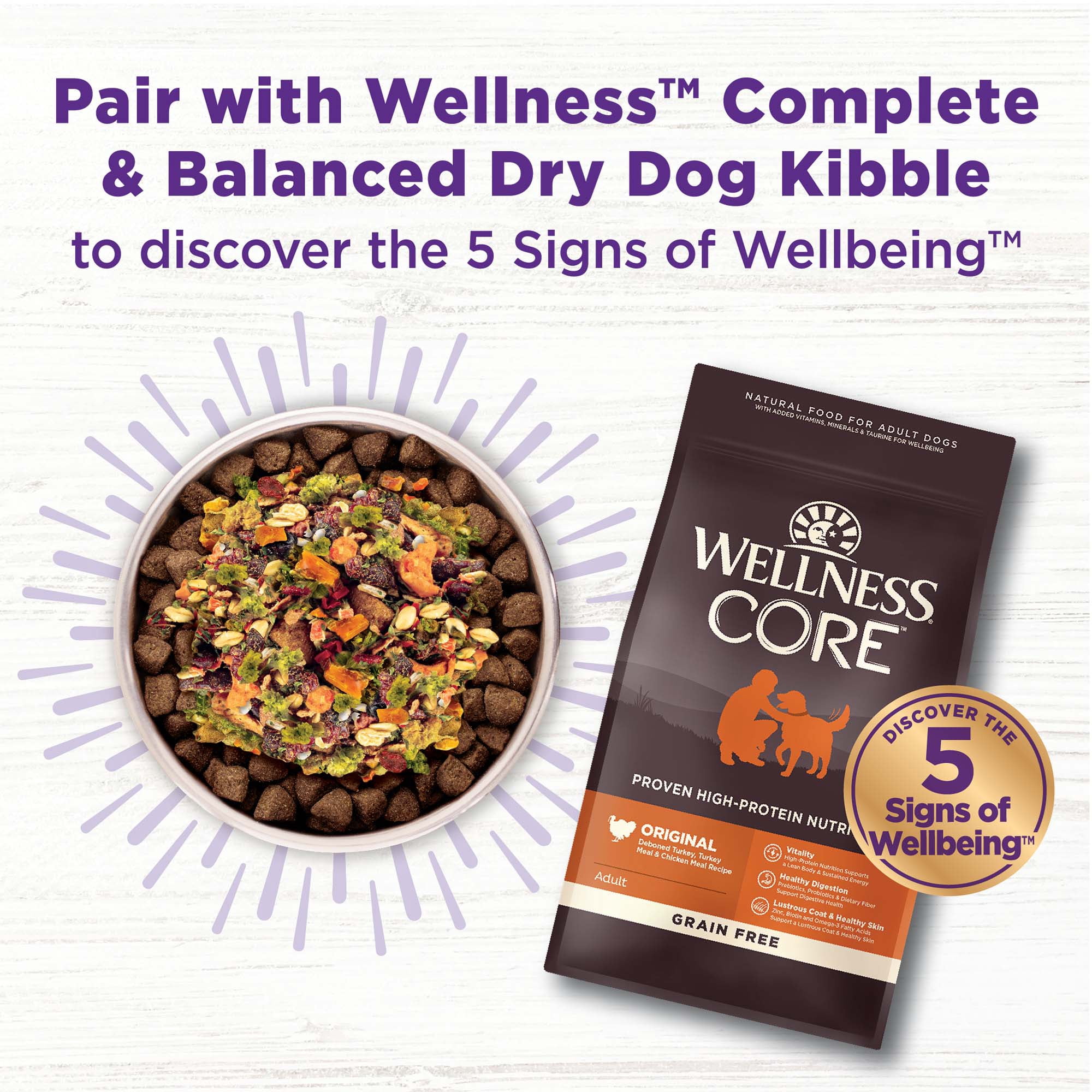 Wellness Bowl Boosters, Dog Food Topper for Small, Medium, & Large Breeds, Grain Free, Natural, Freeze Dried, Immune Health, Plant Based, 4 Ounce Bag (Pack of 1)