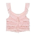 thumbnail image 5 of Fewfanhot Tops for Women Lace Trim Button Down Sleeveless Ruffle Crop Vest Going Out Coquette Shirt, 5 of 5